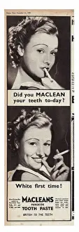 Macleans: 1940 UK Magazine Macleans Toothpaste Advert
