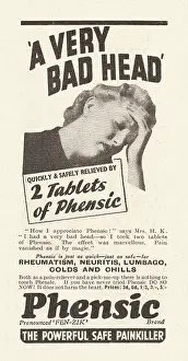 Sore: 1940 UK Magazine Phensic Tablets Advert