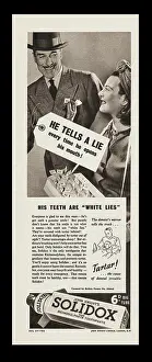 Toothbrushes: 1940 UK Magazine Solidox Toothpaste Advert