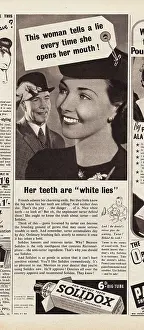 Toothbrushes: 1940 UK Magazine Solidox Toothpaste Advert