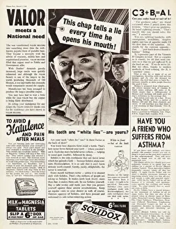 Toothbrushes: 1940 UK Magazine Solidox Toothpaste Advert