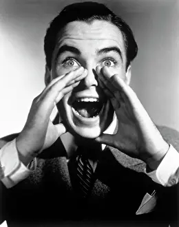Cam001: 1940s 1950s Excited Man With Hands