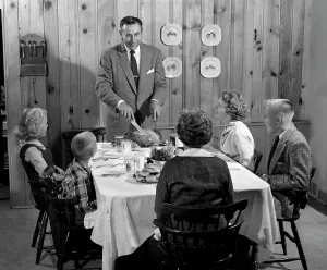 Knotty: 1940s 1950s Father Standing At