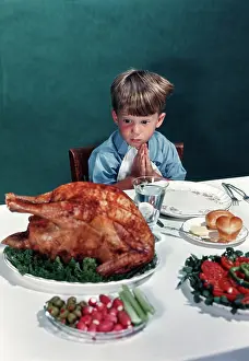 Thankful: 1940s 1950s Little Boy Staring