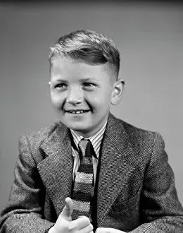 1940s 1950s Smiling Blond Boy