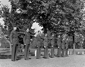 Uniformity: 1940s 8 Men In Uniform Standing