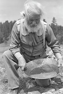 Panning: 1940s Elderly Bearded Man Prospector