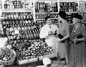 Pencils: 1940s Grocer In White Coat Holding