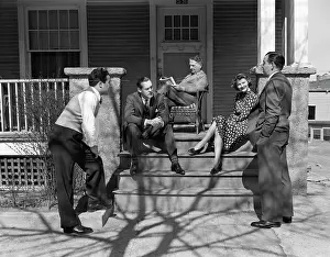 Newsprint: 1940s Group Of Five Men & Women