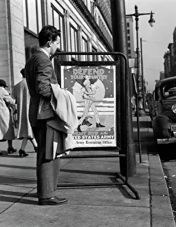 Draftee: 1940s Man Looking At Army Recruiting