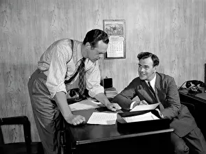 Paneled: 1940s Two Men At Desk In Wood