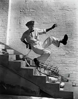 Clumsy: 1940s Milkman Falling Down Stairs