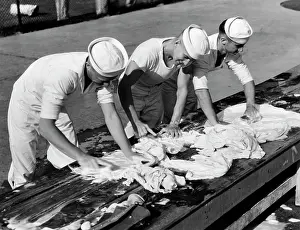 Conflicting: 1940s Three Sailors Doing Laundry