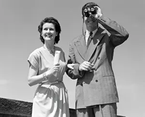 Shirtdress: 1940s Smiling Couple Watching