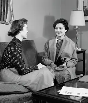1940s Two Women Sitting On Couch