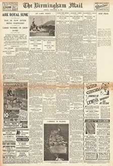 U Boat: 1941 Birmingham Mail HMS Ark Royal sunk