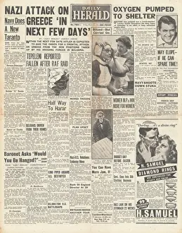 Tepelini: 1941 Daily Herald German attack on Greece expected