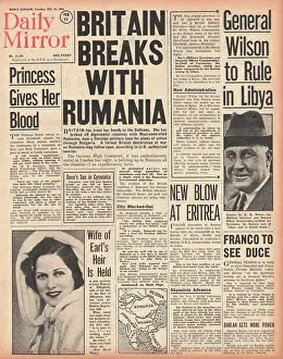Willkie: 1941 Daily Mirror Britain breaks relations with Romania