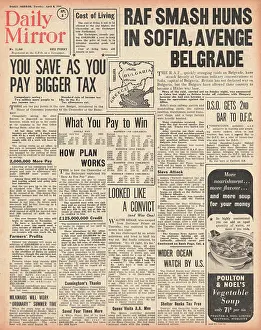 Harar: 1941 Daily Mirror The Budget and RAF raid on Sofia