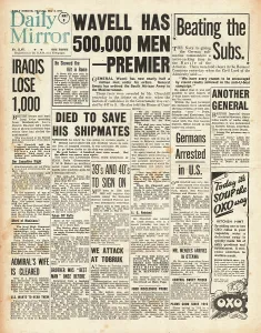 Epirus: 1941 Daily Mirror General Wavell has 500, 000 men under order