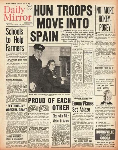 Santander: 1941 Daily Mirror German Troops Move into Spain