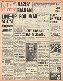 Harar: 1941 Daily Mirror Threat of war in the Balkans