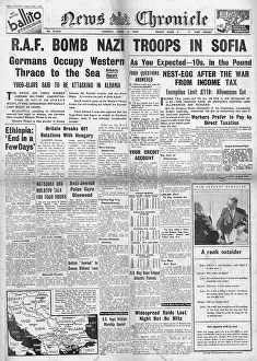 Harar: 1941 News Chronicle The Budget and RAF raid on Sofia