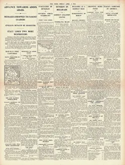 Bardossy: 1941 The Times British Forces advance on Addis Ababa