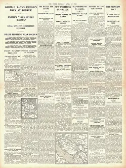 Cvetkovic: 1941 The Times German forces held in Greece and at Tobruk