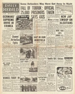 Ritchie: 1942 Daily Herald Fall of Tobruk to German Forces
