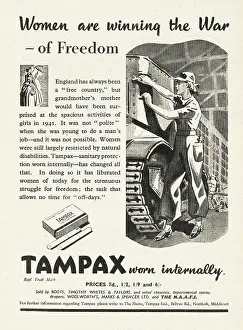 Tampax: 1942 UK Magazine Tampax Advert