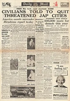 A Bomb: 1945 Daily Mail Atom Bomb Dropped On Hiroshima