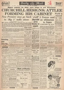 Somervell: 1945 Daily Mail Attlee and Labour Win General Election