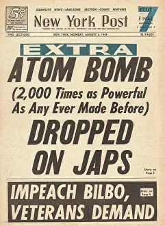 A Bomb: 1945 New York Post Atom Bomb Dropped On Hiroshima