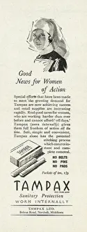 Tampax: 1945 UK Magazine Tampax Advert