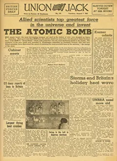 H Bomb: 1945 Union Jack Atomic bomb dropped on Hiroshima