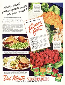 Canned Food: 1945 U.S. Magazine Del Monte Vegetables Advert