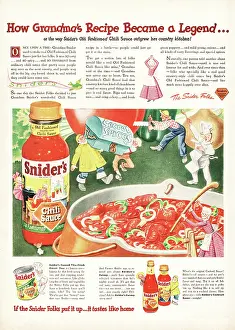 Chilli: 1945 U.S. Magazine Snider's Chilli Sauce Advert