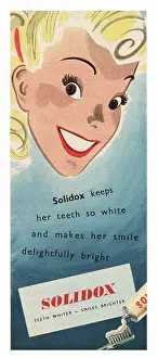 Toothbrushes: 1947 UK Magazine Solidox Toothpaste Advert
