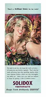 Toothbrushes: 1947 UK Magazine Solidox Toothpaste Advert