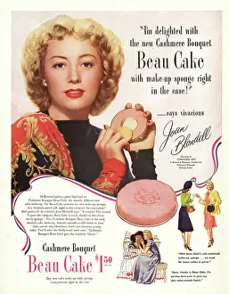 Sponges: 1947 U.S. Magazine Beau Cake Makeup Advert