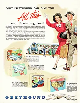 Greyhound Lines: 1947 U.S. Magazine Greyhound Lines Advert