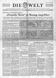 Reichsmark: 1948 Die Welt Introduction of the Deutsche Mark