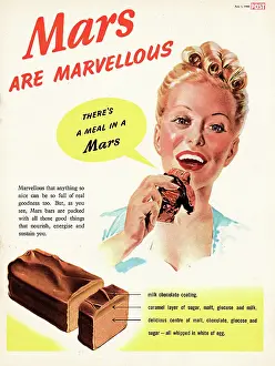 Snacks: 1948 UK Magazine Mars Bar Advert
