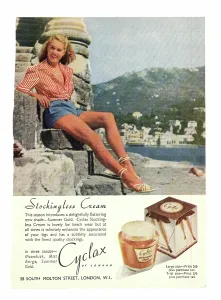 Tanning: 1949 UK advert Cyclax stockingless cream