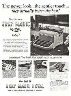 Typewriting: 1949 U.S. Magazine Gray Magic Royal Typewriter Advert