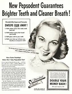 Pepsodent: 1949 U.S. Magazine Pepsodent toothpaste Advert