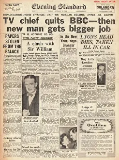 1950 Evening Standard BBC Controller resigns