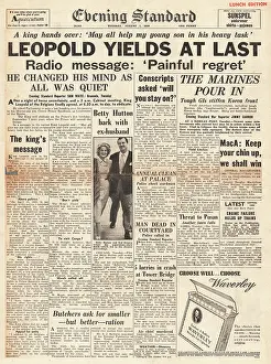 Abdicates: 1950 Evening Standard King Leopold abdicates