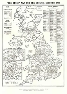 Constituencies: 1950 The Times General Election constituencies map